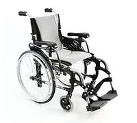 Karman Healthcare S-305 Silla de ruedas ergonómica ultraligera de 30 libras con reposapiés extraíble y ruedas de liberación rápida, color plateado