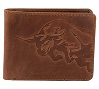 Karmanah Raging Bull - Cartera de piel auténtica en relieve (marrón oscuro) con protección RFID, Bronceado, Cartera RFID