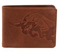 Karmanah Raging Bull - Cartera de piel auténtica en relieve (marrón oscuro) con protección RFID, coñac, Cartera RFID