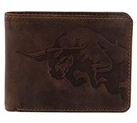 Karmanah Raging Bull - Cartera de piel auténtica en relieve (marrón oscuro) con protección RFID, Marrón oscuro, Cartera RFID