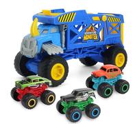 KARMOUNT Monster Trucks Hauler Rhino con 3 mini camiones y lanzamiento de súper rampa, regalo para niños a partir de 3 años