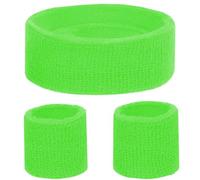 KarneLux Juego de bandas para el sudor de neón, estilo retro de los años 80 y 90, accesorios de vokuhila con pulseras y diadema, accesorio de disfraz para hombre y mujer (verde neón)