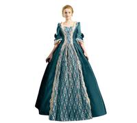 Karneval Cocktailkleider für Damen, Übergröße, Modisch, Gothic-Stil, Midikleid, Croset, langes Flare-Ärmel-Partykleid in A-Linie (Sky Blue, XXL) Karneval Kostüm