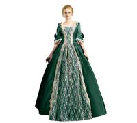 Karneval Cocktailkleider für Damen, Übergröße, Modisch, Gothic-Stil, Midikleid, Croset, langes Flare-Ärmel-Partykleid in A-Linie (Green, S) Karneval Kostüm