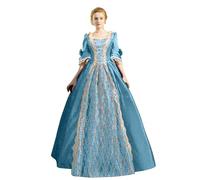 Karneval Cocktailkleider für Damen, Übergröße, Modisch, Gothic-Stil, Midikleid, Croset, langes Flare-Ärmel-Partykleid in A-Linie (Light Blue, XL) Karneval Kostüm