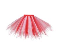 Karneval Frauen Weihnachten Tanz Party Patchwork Tüll Rock Urlaub Party Kostüm Tutu Ballett Röcke (Watermelon Red, XL) Karneval Kostüm