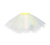 Karneval Frauen Weihnachten Tanz Party Patchwork Tüll Rock Urlaub Party Kostüm Tutu Ballett Röcke (White, XL) Karneval Kostüm