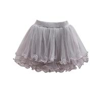 Karneval Frühling Kinder Rock Geschenk Mädchen Mesh Rock Genagelte Perlen Kinder Rock Pengpeng Rock Vier Jahreszeiten (Grey, 5-6 Years) Karneval Kostüm