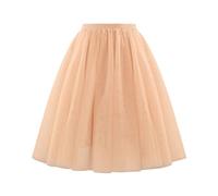 Karneval Taillenplissierter Netzrock, weicher, drapierter, mittellanger Rock, große Größe, A-Linien-Rock (Silver, M) Karneval Kostüm