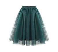 Karneval Taillenplissierter Netzrock, weicher, drapierter, mittellanger Rock, große Größe, A-Linien-Rock (GN1, L) Karneval Kostüm