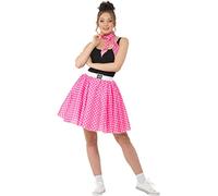 Karnival 81098 - Disfraz de falda y corbata de lunares de los años 50, rosa, talla S
