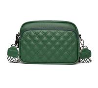 Karoukee Bandolera de Cuero Acolchada en Diamante para Mujer, Bolso Pequeño de Hombro con Múltiples Bolsillos, Elegante Bolso de Mano con Correa Ancha Ajustable con Estampado Geométrico - Verde