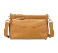 Karoukee Bandolera de Cuero Auténtico para Mujer, Bolso de Hombro Tamaño Mediano para Uso Diario, Bolso de Mano Color Sólid - 3 Bolsillos Independientes - Correa Ajustable y Extraíble - Marrón