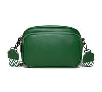 Karoukee Bandolera Minimalista de Cuero Auténtico para Mujer, Bolso de Hombro Compacto con Correa Ajustable para Teléfono, Elegante Bolso de Mano Pequeño con 3 Bolsillos Independientes - Verde