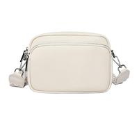 Karoukee Bandolera Minimalista de Cuero Auténtico para Mujer, Bolso de Hombro Compacto con Correa Ajustable para Teléfono, Elegante Bolso de Mano Pequeño con 3 Bolsillos Independientes - Crema