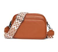 Karoukee Bandolera Minimalista de Cuero Auténtico para Mujer, Bolso de Hombro Compacto con Correa Ajustable para Teléfono, Elegante Bolso de Mano Pequeño con 3 Bolsillos Independientes - Marrón