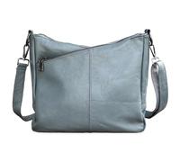 Karoukee Bandolera Moderna para Mujer, Bolso de Hombro Mediano de Cuero Auténtico con 3 Bolsillos Independientes, Correas Cortas/Largas Ajustables, Bolso Hobo para Tableta de 9.7" - Gris