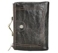 Karoukee Billetera Bifold Pequeña de Mujer, Cartera de Moda de Cuero Genuino, Tarjetero de Crédito con Bloqueo RFID, Monedero Elegante con Bolsillo Kiss-Lock