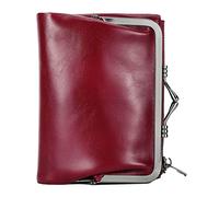 Karoukee Billetera Bifold Pequeña de Mujer, Cartera de Moda de Cuero Genuino, Tarjetero de Crédito con Bloqueo RFID, Monedero Elegante con Bolsillo Kiss-Lock