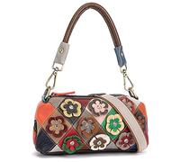 Karoukee Bolsa de Cuero de Vaca para Mujer, Bolso de Hombro Elegante con Diseño de Patchwork, Bolso Bandolera Pequeño, Preciosa Bolsita, Bolsos de Mano de Colores para Damas