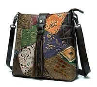 Karoukee Bolsa de Mano de Colores para Dama, Bolso Tote Grande y Elegante de Cuero Genuino, Bolsas de Hombro Casual para Ordenadores Portátiles, Bolsas Bandolera para Mujeres de Moda