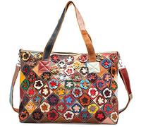 Karoukee Bolsa de Mano de Colores para Dama, Bolso Tote Grande y Elegante de Cuero Genuino, Bolsas de Hombro Casual para Ordenadores Portátiles, Bolsas Bandolera para Mujeres de Moda
