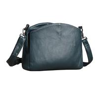 Karoukee Bolso Bandolera para Mujer en Cuero Pebble Grain - 28x20x11 cm - Bolso de Mano Unicolor Espaciosa con 2 Correas de Hombro (Corta + Ajustable) y 4 Bolsillos Separados - Azul Marino
