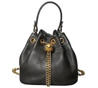 Karoukee Bolso Bucket Luxury de Cuero Genuino para Mujer, Bolso Bandolera Pequeño con Correa de Cadena Extraíble, Bolso de Mano Elegante para Teléfono, Cartera y Cosméticos - Gris Oscuro