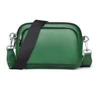 Karoukee Bolso de Hombro de Cuero Auténtico para Mujer, Bandolera Pequeña de Uso Diario para Teléfono, Bolso de Mano Elegante con Correa Ancha Ajustable, 3 Bolsillos Independientes - Verde