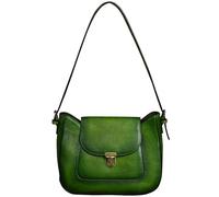 Karoukee Bolso de Hombro Vintage para Mujer, Bolso de Mano de Cuero Genuino para Mujer, Bolso Bandolera Mediano, Cierre de Cremallera y Hebilla