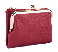 Karoukee Cartera Bifold de Cuero Genuino para Mujer - Elegante Monedero con Cierre Kiss-Lock y Protección RFID, Tarjetero de Crédito con Múltiples Compartimentos - Diseño Clásico