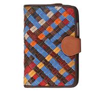 Karoukee Cartera Bifold de Cuero Genuino para Mujer, Portatarjetas de Gran Capacidad, Monedero Colorido con Bolsillo para Monedas, 10 Ranuras para Tarjetas - Diseño Tejido a Mano - Color Aleatorio