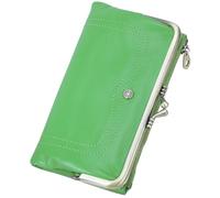 Karoukee Cartera de Cuero de Cabra para Mujer - Tarjetero con Bloqueo RFID, Elegante Cartera Tipo Clutch con Bolsillo para Teléfono (Apto para 6.3") | 8 Ranuras para Tarjetas | Monedero - Verde