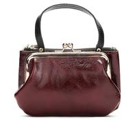 Karoukee Cartera de Mujer de Cuero Genuino, Monedero de Estilo Vintage con Asa Superior, Monedero con 2 Bolsillos Separados, Rojo Vino