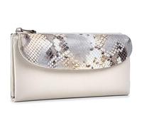 Karoukee Cartera Grande de Cuero Genuino para Mujer - Monedero de Diseño con Estampado de Serpiente, Portatarjetas con Bloqueo RFID, Capacidad para 10 Tarjetas y Teléfono (6,1") - Azul Pálido