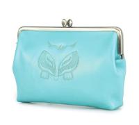 Karoukee Cartera Mujer de Cuero de Gran Capacidad, Elegante Clutch en Cuero de Cabra, Monedero con Cierre Kiss-Lock - Bolsillo para Teléfono (6,7 Pulgadas) | 12 Ranuras para Tarjetas - Azul