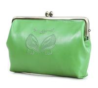 Karoukee Cartera Mujer de Cuero de Gran Capacidad, Elegante Clutch en Cuero de Cabra, Monedero con Cierre Kiss-Lock - Bolsillo para Teléfono (6,7 Pulgadas) | 12 Ranuras para Tarjetas - Verde