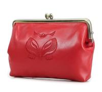 Karoukee Cartera Mujer de Cuero de Gran Capacidad, Elegante Clutch en Cuero de Cabra, Monedero con Cierre Kiss-Lock - Bolsillo para Teléfono (6,7 Pulgadas) | 12 Ranuras para Tarjetas - Rojo