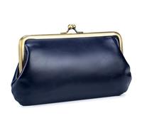 Karoukee Cartera para Teléfono Móvil de Cuero Encerado Liso, Monedero Vintage para Mujer, Tarjetero Grande con 12 Ranuras para Tarjetas, Cierre Clic-Clac Dorado