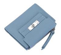 Karoukee Cartera Pequeña Bifold para Mujer, Monedero de Cuero Genuino, Portatarjetas con Bloqueo RFID, Billetera con Bolsillo para Monedas, 9+ Ranuras para Tarjetas y Ventana para ID - Azul