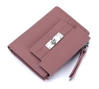 Karoukee Cartera Pequeña Bifold para Mujer, Monedero de Cuero Genuino, Portatarjetas con Bloqueo RFID, Billetera con Bolsillo para Monedas, 9+ Ranuras para Tarjetas y Ventana para ID - Rosa