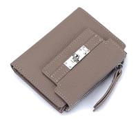 Karoukee Cartera Pequeña Bifold para Mujer, Monedero de Cuero Genuino, Portatarjetas con Bloqueo RFID, Billetera con Bolsillo para Monedas, 9+ Ranuras para Tarjetas y Ventana para ID - Gris
