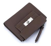 Karoukee Cartera Pequeña Bifold para Mujer, Monedero de Cuero Genuino, Portatarjetas con Bloqueo RFID, Billetera con Bolsillo para Monedas, 9+ Ranuras para Tarjetas y Ventana para ID - Café
