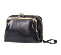 Karoukee Cartera Pequeña de Cuero Genuino para Mujer, Monedero Desmontable con Kiss-Lock, Fundas de Tarjeta de Crédito con Bloqueo RFID, Elegante Billetera de Mujer