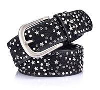Karoukee Cinturón con Tachuelas para Mujer, Cinturón de Cuero con Remaches y Estrellas, Cinturón de Moda con Hebilla Ligera para Vaqueros, Pantalones Informales y Pantalones Cortos