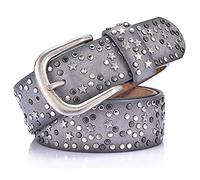 Karoukee Cinturón con Tachuelas para Mujer, Cinturón de Cuero con Remaches y Estrellas, Cinturón de Moda con Hebilla Ligera para Vaqueros, Pantalones Informales y Pantalones Cortos