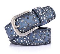 Karoukee Cinturón con Tachuelas para Mujer, Cinturón de Cuero con Remaches y Estrellas, Cinturón de Moda con Hebilla Ligera para Vaqueros, Pantalones Informales y Pantalones Cortos