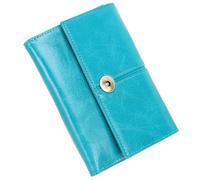 Karoukee Elegante Monedero de Cuero Genuino para Mujer, Pequeña Cartera Trifold con 10 Ranuras para Tarjetas y Bolsillo para Monedas, Tarjetero de Lujo con Bloqueador RFID(Azul)