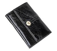 Karoukee Elegante Monedero de Cuero Genuino para Mujer, Pequeña Cartera Trifold con 10 Ranuras para Tarjetas y Bolsillo para Monedas, Tarjetero de Lujo con Bloqueador RFID(Negro)