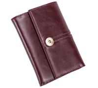 Karoukee Elegante Monedero de Cuero Genuino para Mujer, Pequeña Cartera Trifold con 10 Ranuras para Tarjetas y Bolsillo para Monedas, Tarjetero de Lujo con Bloqueador RFID(Vino Rojo)